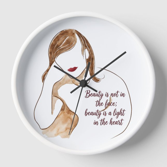 Elegant Minimalist Portrait with Quote Clock (Front)