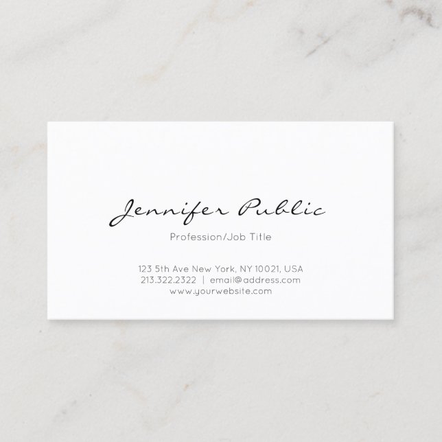 Elegant Minimalist Professional Modern Clean Plain Business Card (Front)
