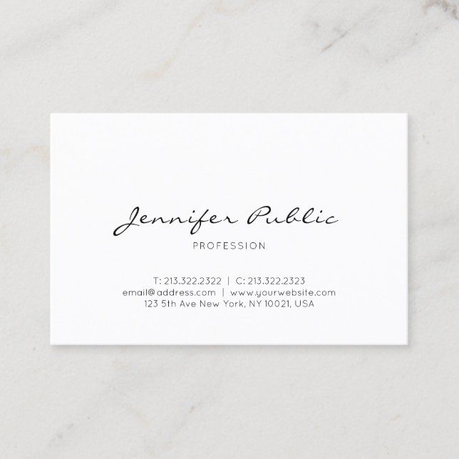 Elegant Minimalist Professional Simple Plain Business Card (Front)