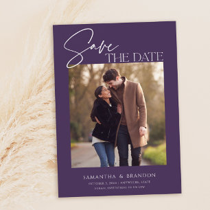 Elegant Minimalist Purple Photo Save The Date