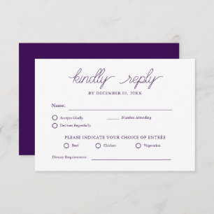 Elegant Minimalist Purple Simple Wedding RSVP