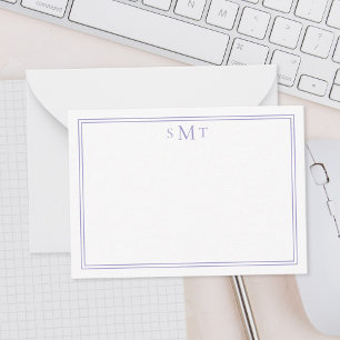 Elegant Minimalist Purple Three Letter Monogram Card
