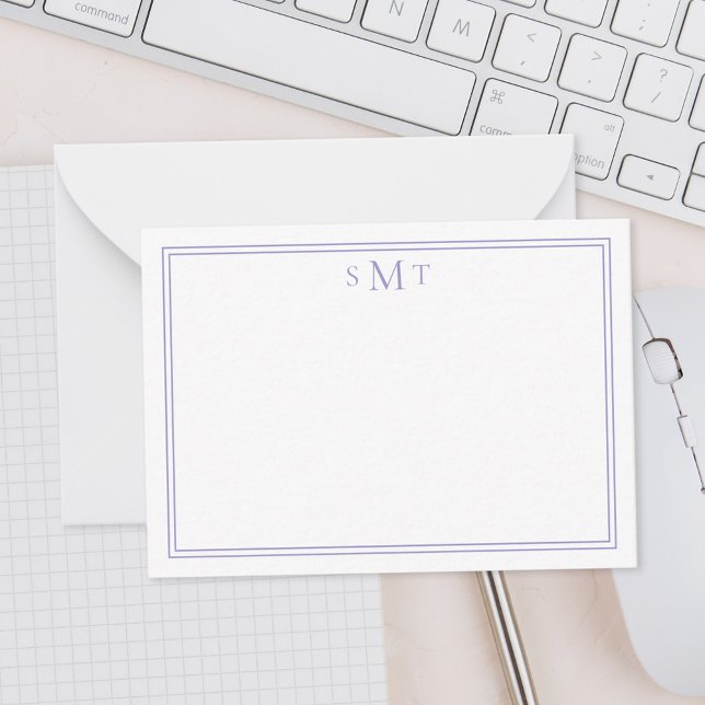Elegant Minimalist Purple Three Letter Monogram Card (Creator Uploaded)