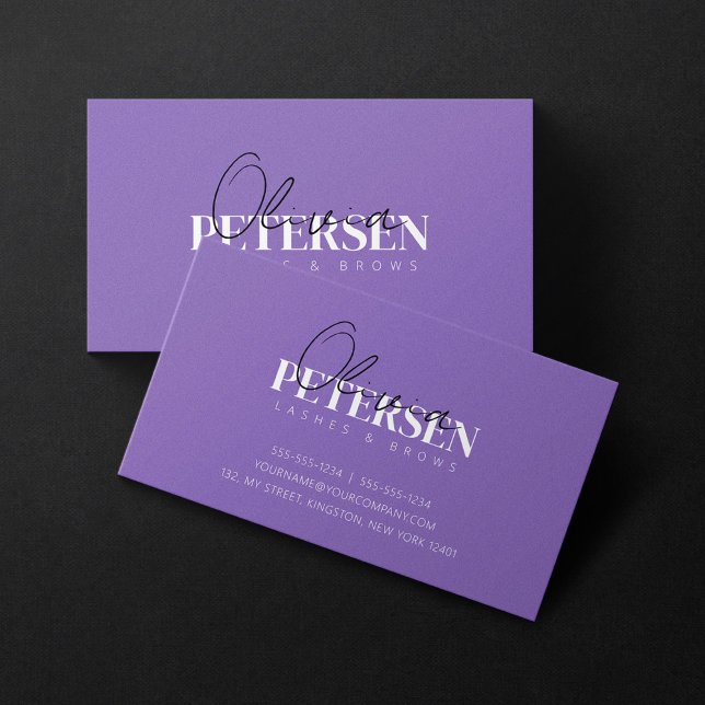 Elegant Minimalist Purple Trendy Eye Lashes Brows Business Card (Creator Uploaded)