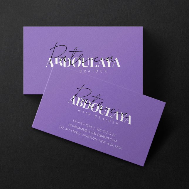 Elegant Minimalist Purple Trendy Hair Braiding Business Card (Creator Uploaded)