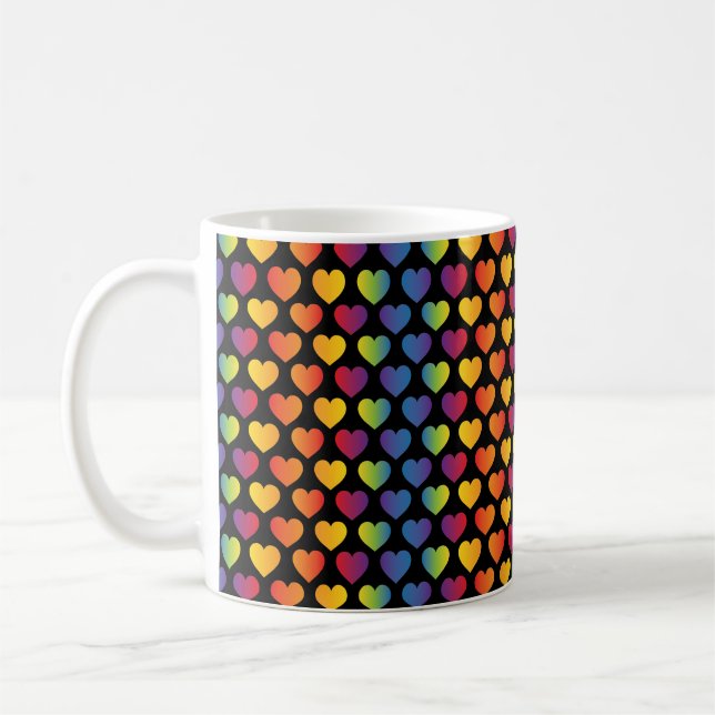 Elegant Minimalist Rainbow Heart Design Coffee Mug (Left)