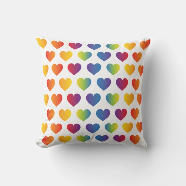 Elegant Minimalist Rainbow Heart Design Cushion (Front)
