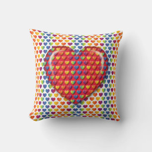 Elegant Minimalist Rainbow Hearts Cushion
