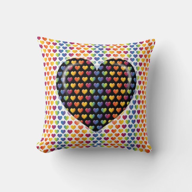 Elegant Minimalist Rainbow Hearts Cushion (Front)