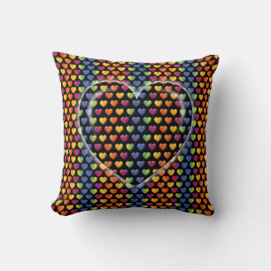 Elegant Minimalist Rainbow Hearts Cushion