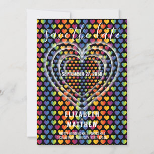 Elegant Minimalist Rainbow Hearts Invitation