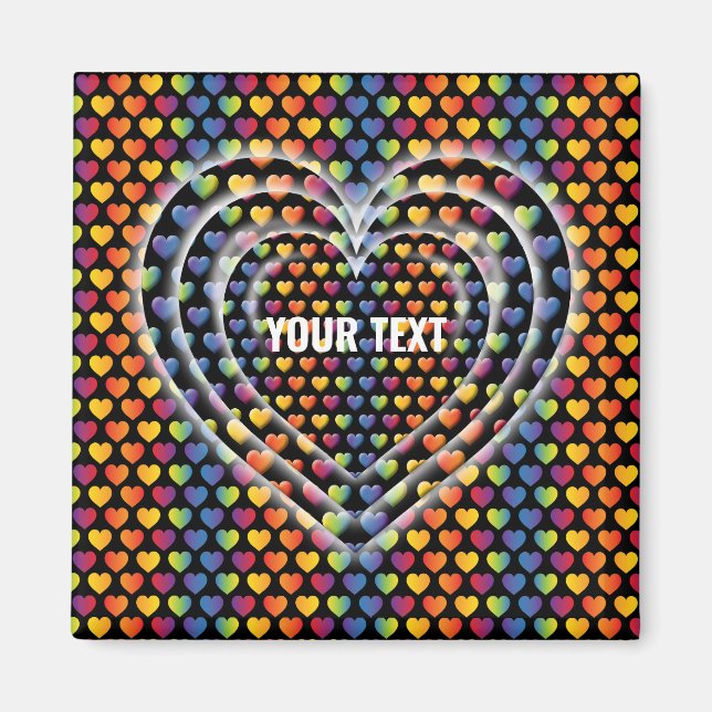 Elegant Minimalist Rainbow Hearts Magnet (Front)