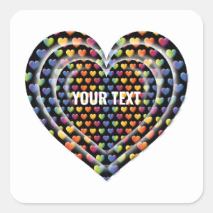 Elegant Minimalist Rainbow Hearts Square Sticker