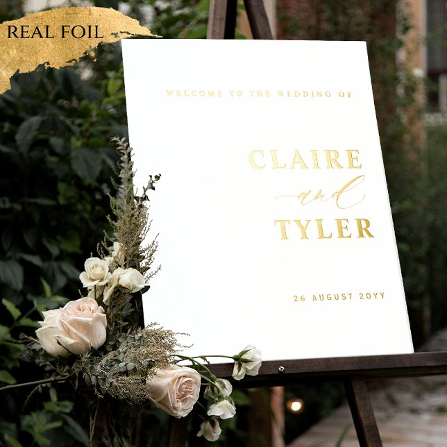 Elegant Minimalist Real Foil Wedding Welcome Sign (Creator Uploaded)
