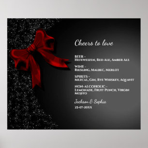 Elegant Minimalist Red Bow Simple Elegant Menu Sig Poster