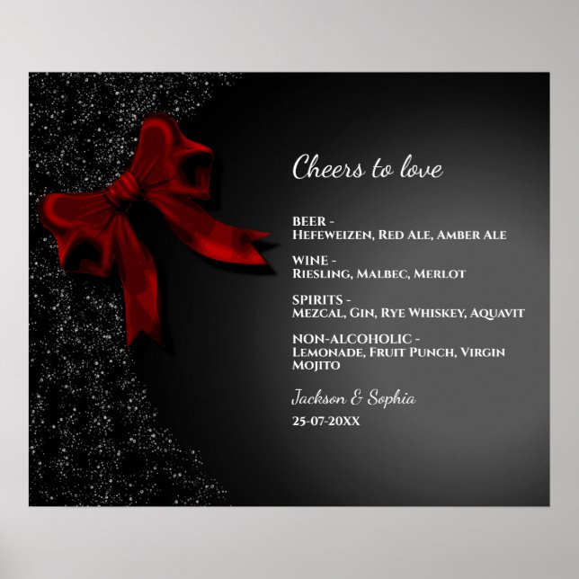Elegant Minimalist Red Bow Simple Elegant Menu Sig Poster (Front)