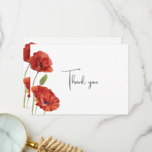 Elegant Minimalist Red Poppy Flowers Wedding