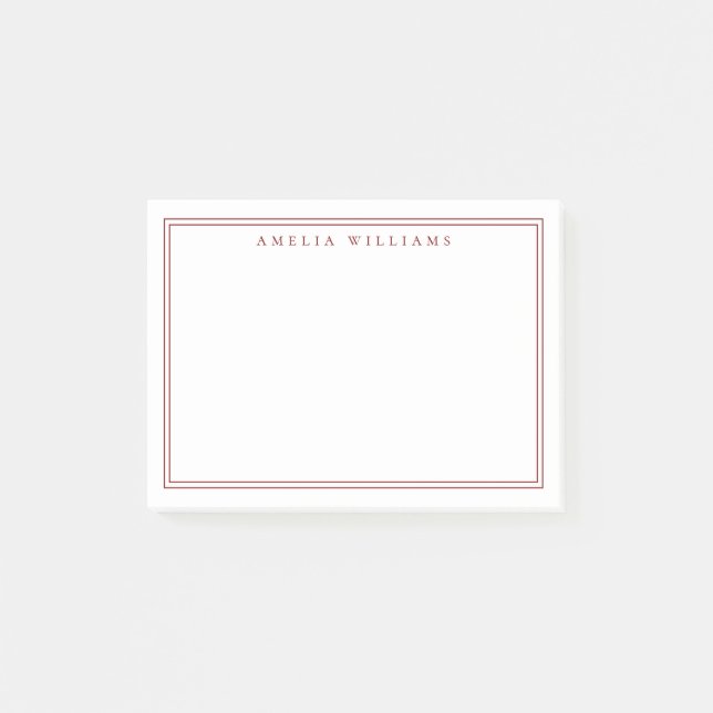 Elegant Minimalist Red Two Border Post-it Notes (Front)