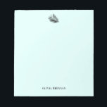 Elegant Minimalist Refined palm Leaf Aqua Design Notepad<br><div class="desc">Elegant Minimalist Refined palm Leaf Aqua Design with name</div>