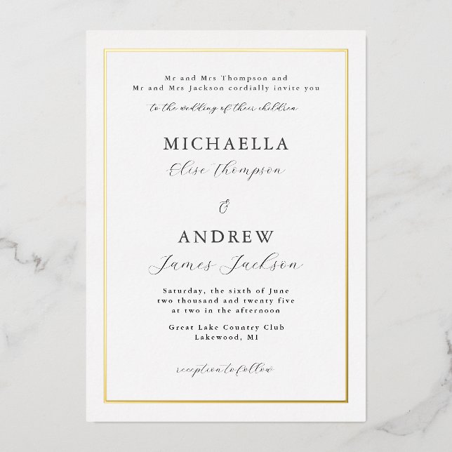 Elegant Minimalist Refined Wedding Invitation (Front)