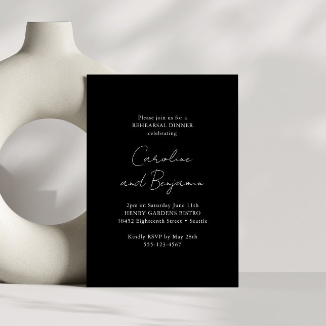 Elegant Minimalist Rehearsal Dinner Black Invitation (Creator Uploaded)