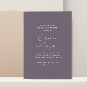 Elegant Minimalist Rehearsal Dinner Dusty Purple Invitation