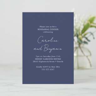 Elegant Minimalist Rehearsal Dinner Navy Blue Invitation