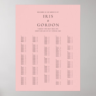 Elegant Minimalist Rose Alphabetical Seating Chart