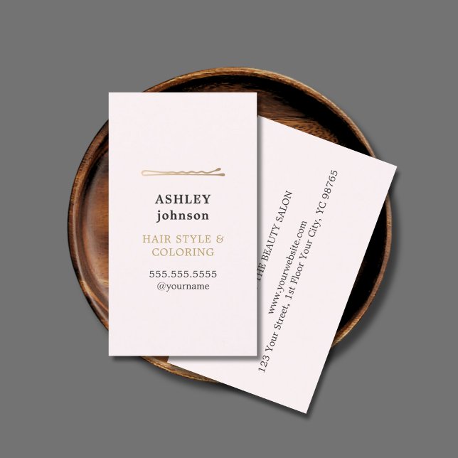 Elegant Minimalist Rose Faux Gold Hairdresser Business Card (Creator Uploaded)