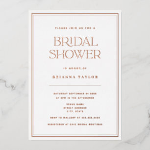 Elegant Minimalist Rose Gold Foil Bridal Shower