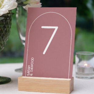 Elegant Minimalist Rose Gold White Muslim Wedding Table Number