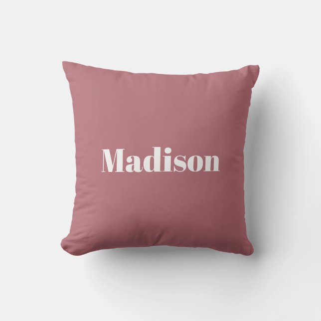 Elegant Minimalist Rose Gold White Name Cushion (Front)