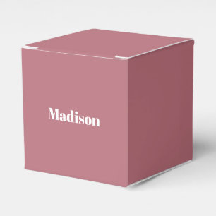 Elegant Minimalist Rose Gold White Name Favour Box