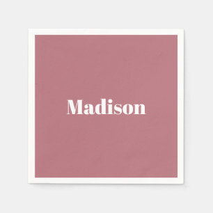 Elegant Minimalist Rose Gold White Name Napkin