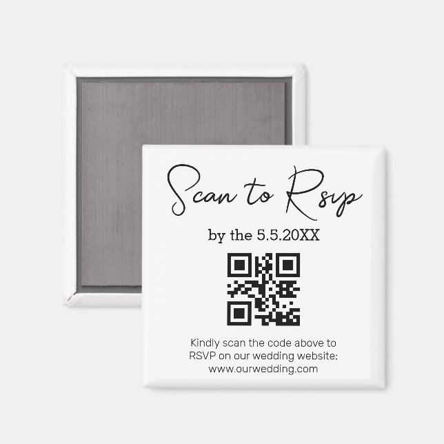 elegant minimalist rsvp qr code wedding  chic magnet (Front/Back)