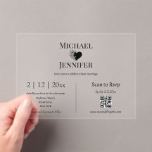 elegant minimalist rsvp qr code wedding clear