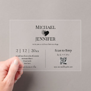 elegant minimalist rsvp qr code wedding clear acrylic invitations