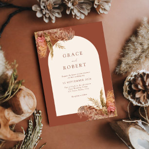 Elegant Minimalist Rustic Boho Floral Wedding Invitation