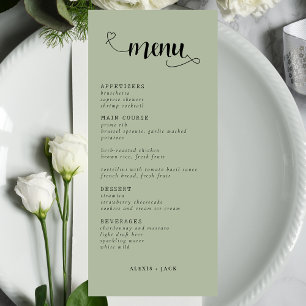 Elegant Minimalist Sage Green Wedding Table Menu