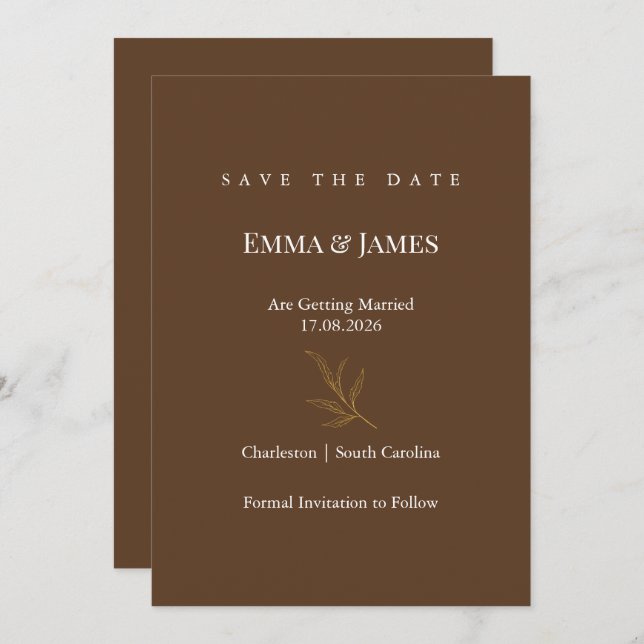Elegant Minimalist Save the Date Card | Modern (Front/Back)
