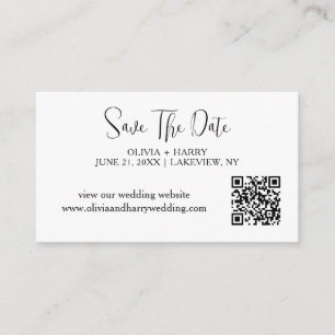 Elegant Minimalist Save The Date Card QR Code