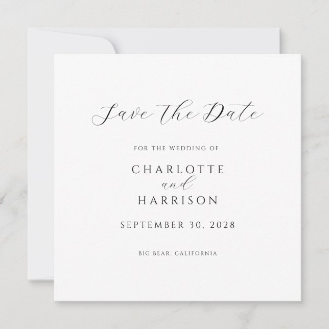 Elegant Minimalist Save the Date Invitation (Front)