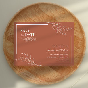 Elegant Minimalist Save the Date Teracota Wedding Invitation