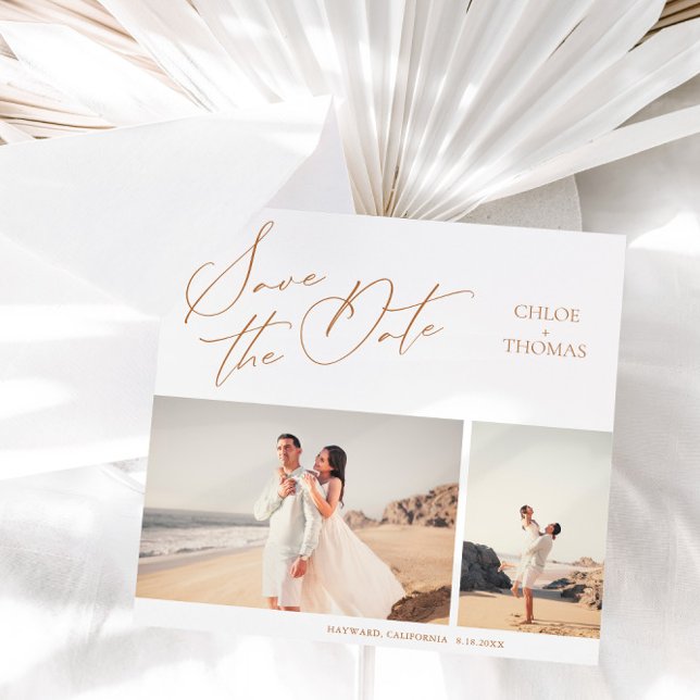 Elegant Minimalist Script 2 Photo Save The Date (Creator Uploaded)