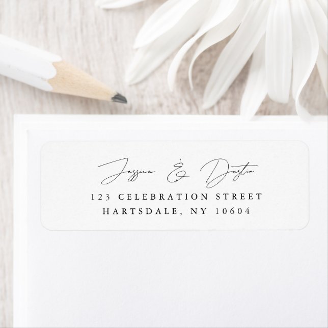 Elegant Minimalist Script Black Return Address Label (Insitu)