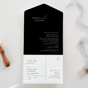 Elegant Minimalist Script   Black Seal and Send All In One Invitation