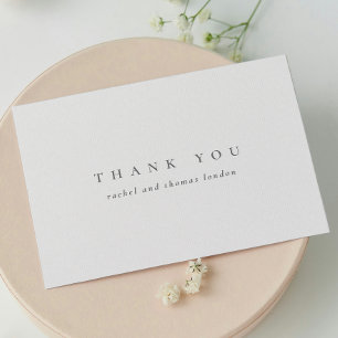 Elegant Minimalist Script Black White Wedding Thank You Card
