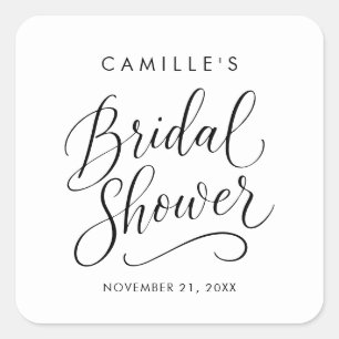 Elegant Minimalist Script Bridal Shower Square Sticker