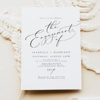 Elegant Minimalist Script Engagement Party Invitation