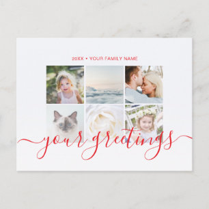 Elegant Minimalist Script Family Photo Greetings Postcard